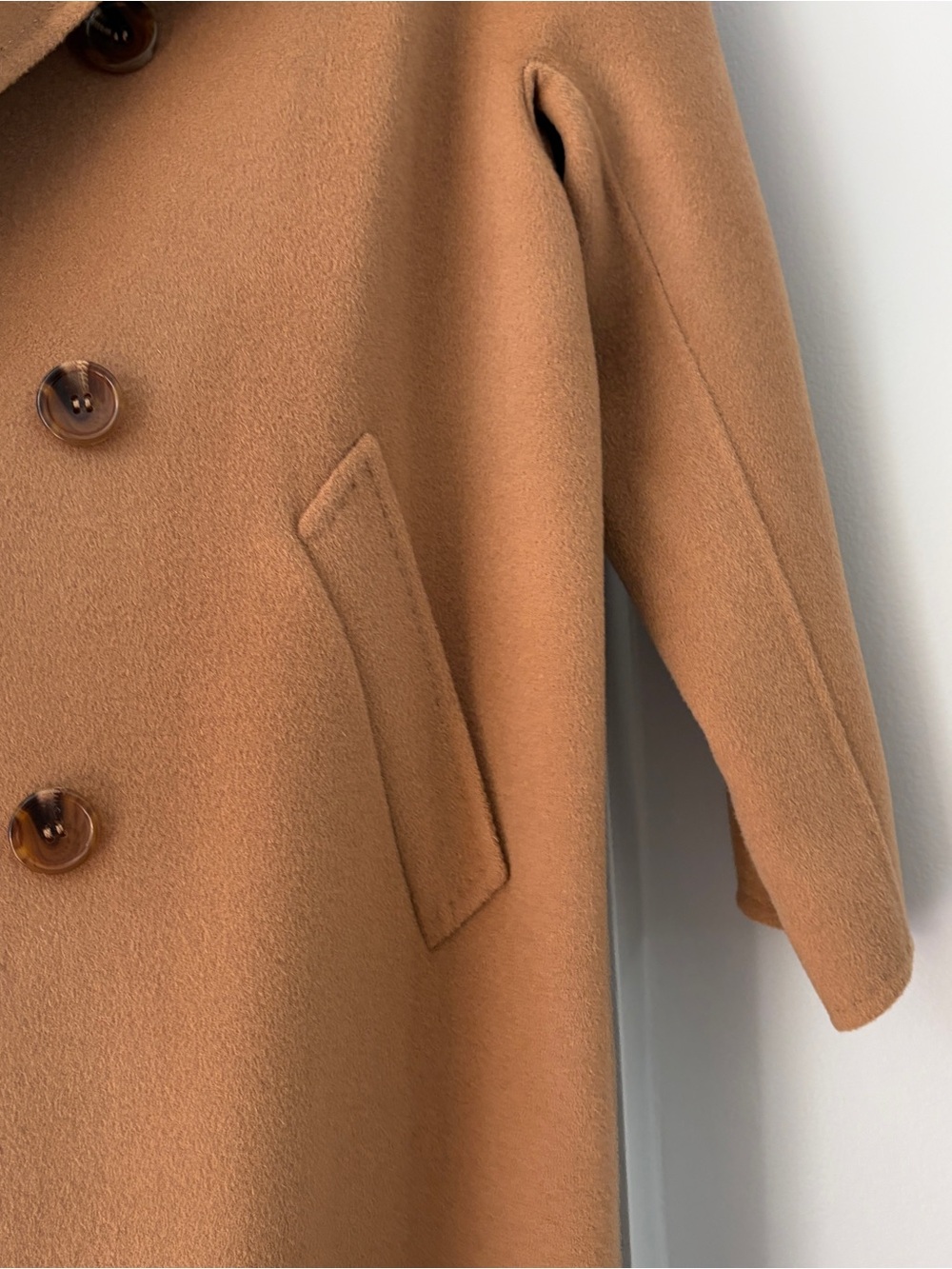Lily Camel Pea Coat with Button Front